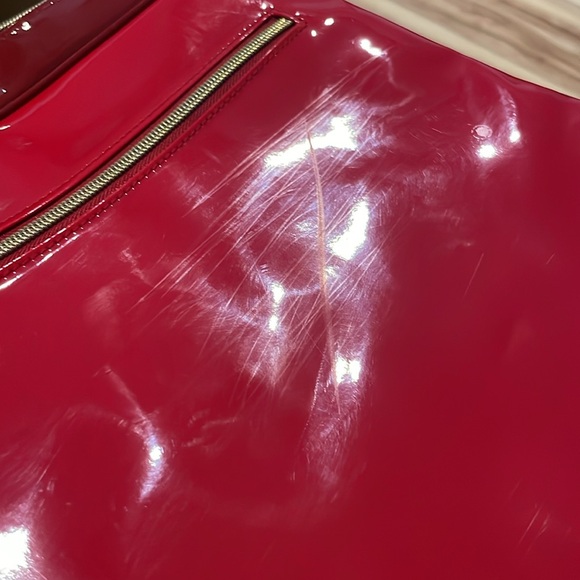 Estee Lauder Red Faux Patent Zip Up Make-Up Cosmetic Travel Vanity Case - Picture 8 of 8